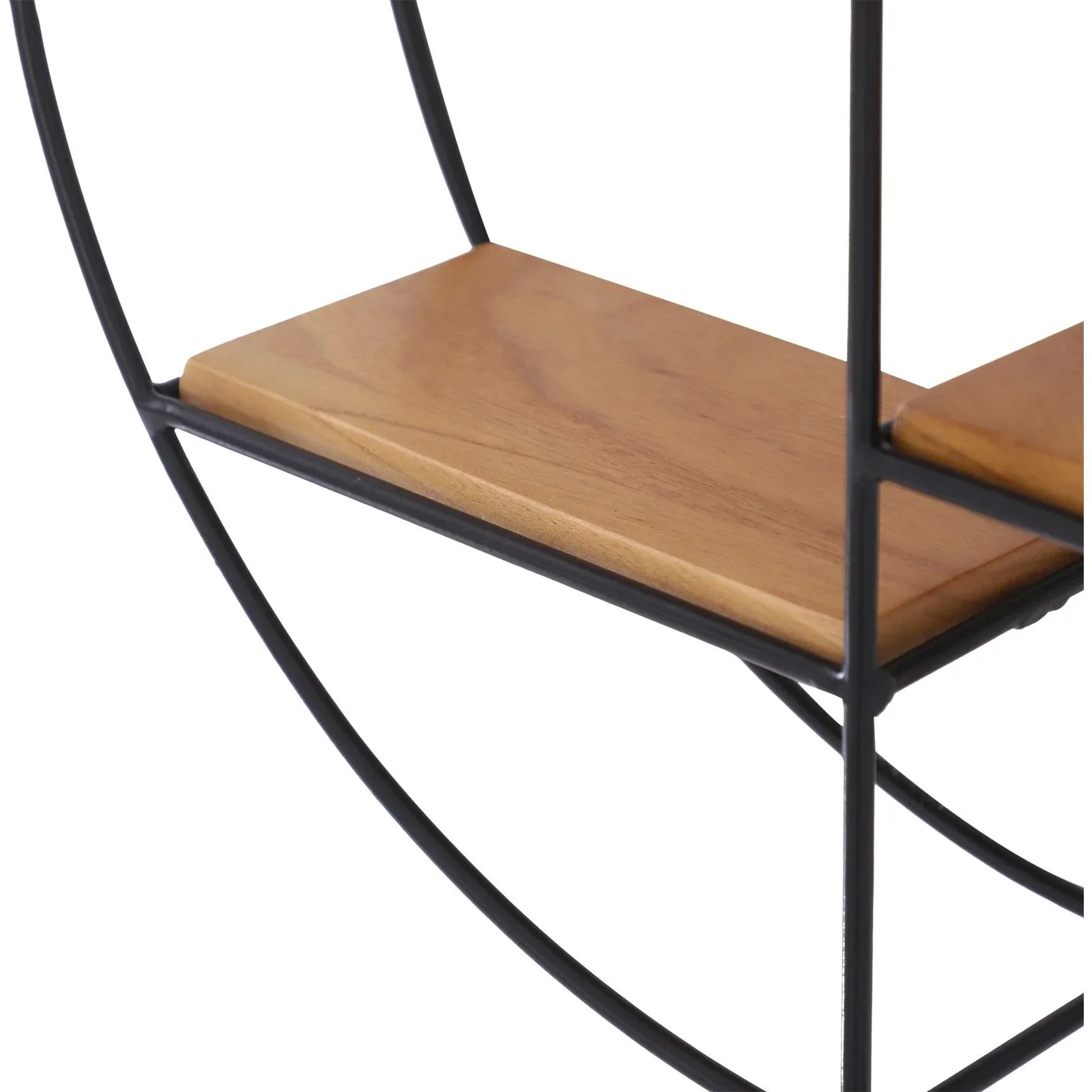 Wandregal Bücherregal Metallregal Hängeregal Dekoregal rund 4 Etage Metall + Holz Schwarz + Natur ?45 x 11cm - 4