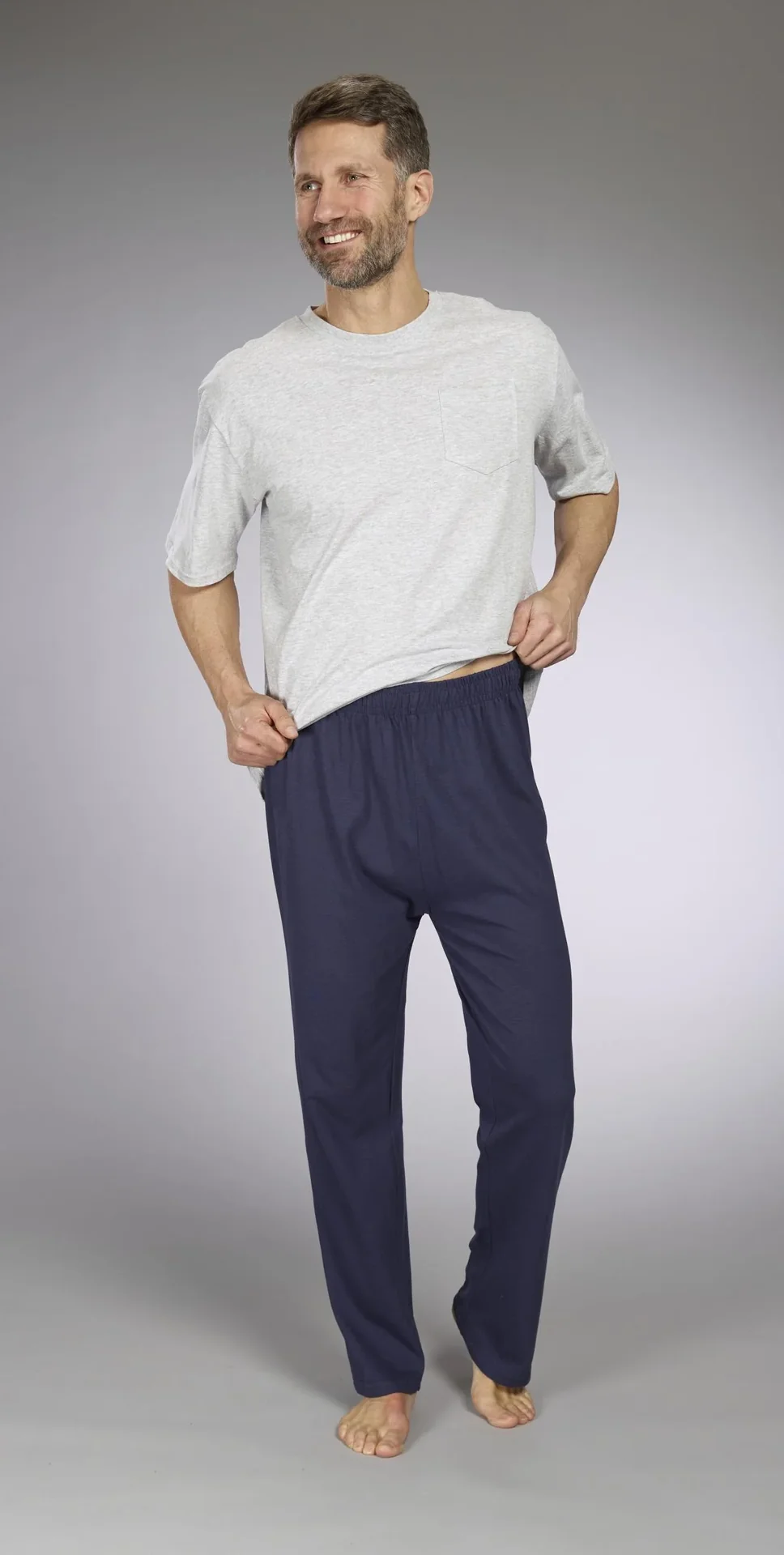 Herren Pyjama, Farbe grau/marine, Gr.M - 0