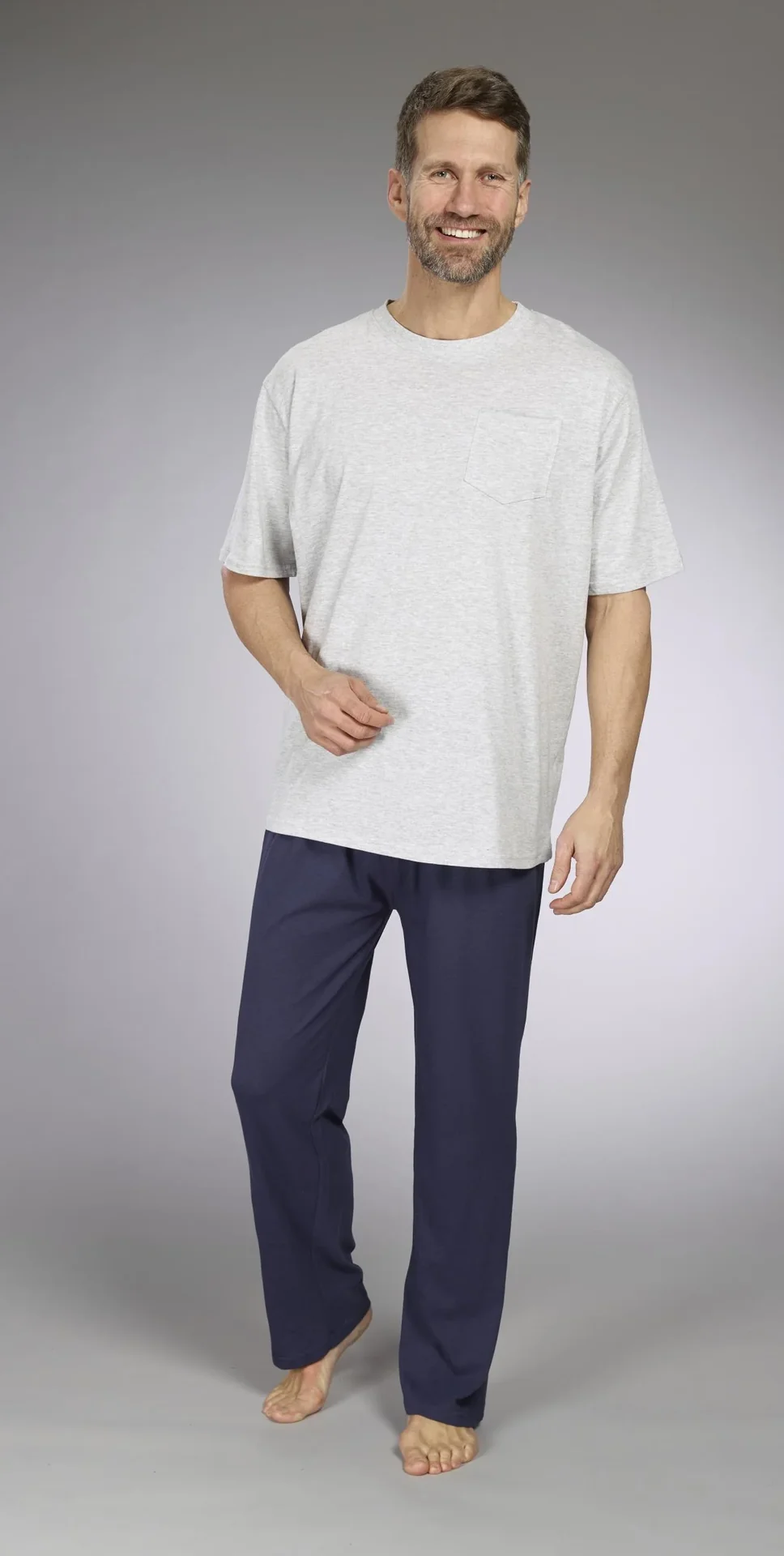 Herren Pyjama, Farbe grau/marine, Gr.M - 2