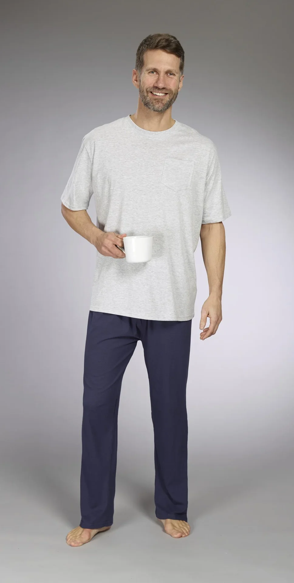 Herren Pyjama, Farbe grau/marine, Gr.M - 3