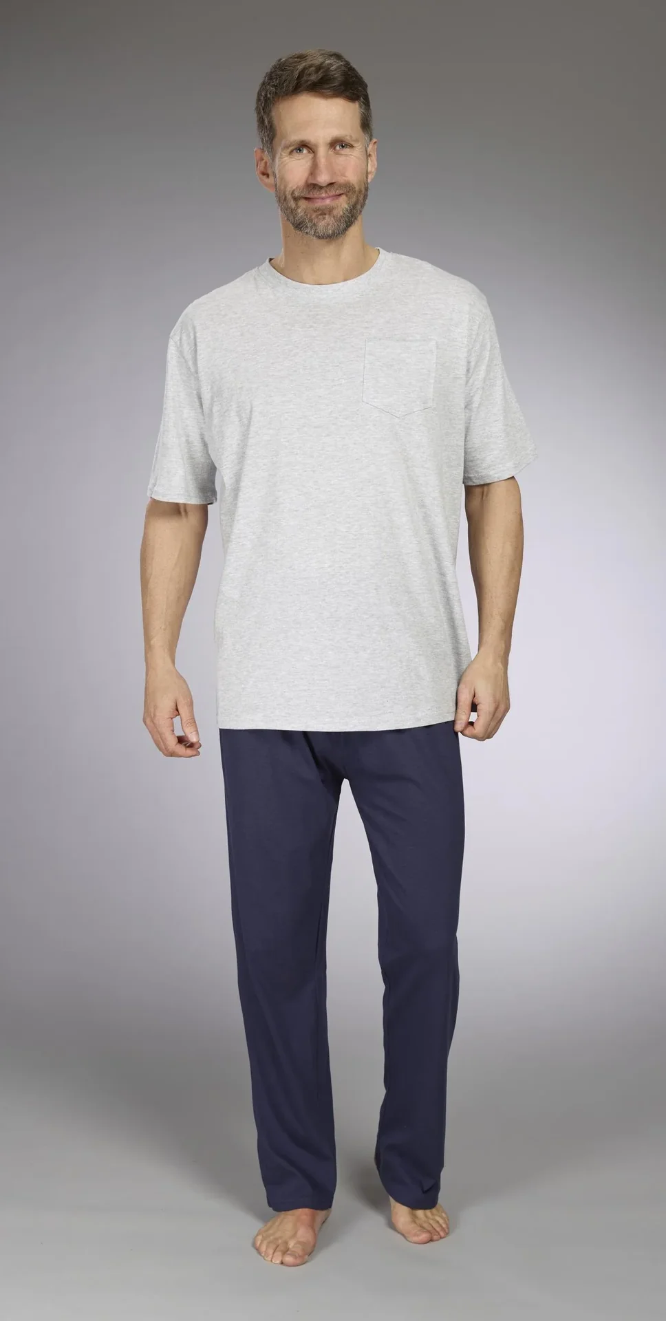 Herren Pyjama, Farbe grau/marine, Gr.M - 5