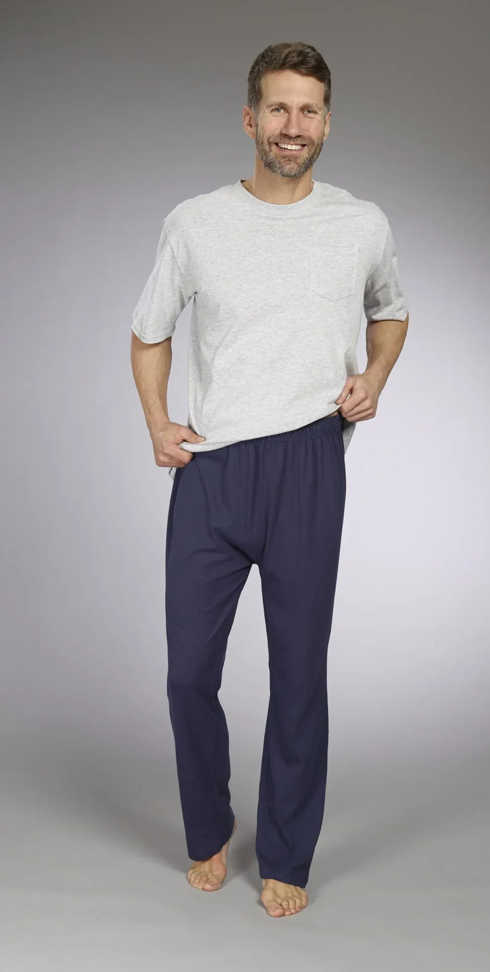 Herren Pyjama, Farbe grau/marine, Gr.M - 6