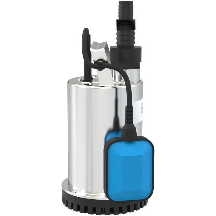 GFS400 INOX Flachabsaugpumpe - 400W - 230V/50Hz MIT 15-Meter-Gartenschlauch inkl. Düse und Armaturen UND Hahn 1". - 1