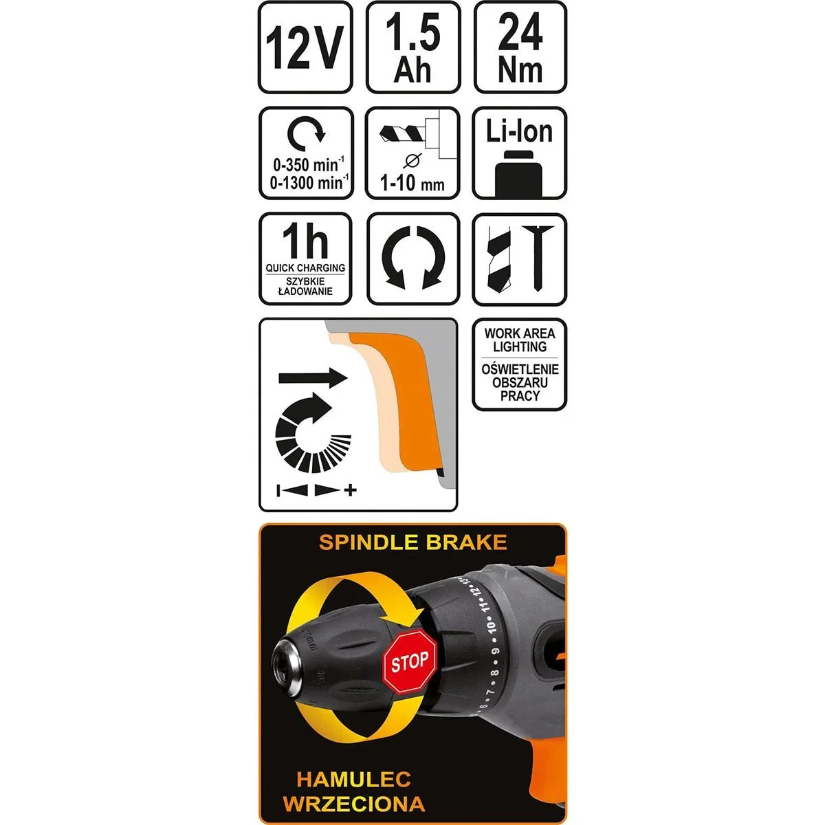 Bohrmaschine - 12V - 1,5Ah Akku - 1