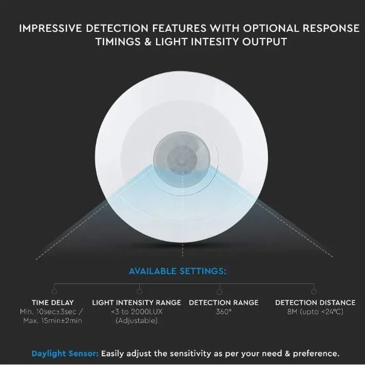 VT-8027 Bewegungsmelder mit Dämmerungsschalter - Decke - weiß - 5