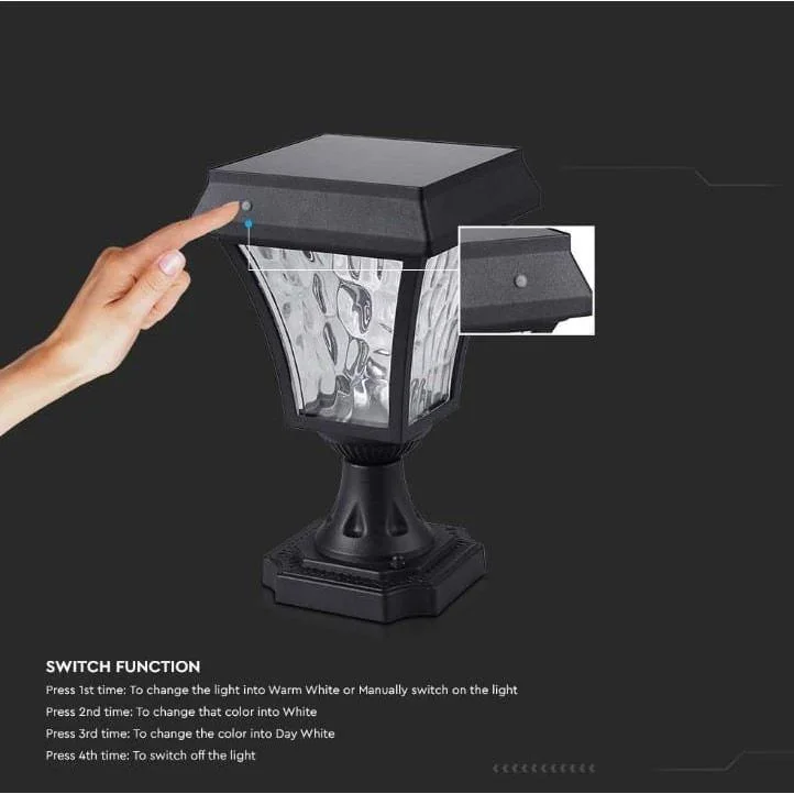 VT-983 Valencia Solar-Sockel Solar-LED-Lampe - 3 Lichtfarben - 4