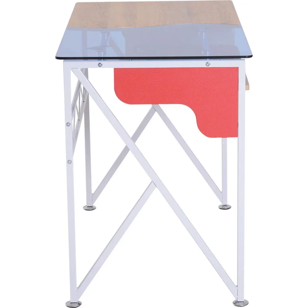 Computertisch Schreibtisch mit Tastaturauszug Schublade Arbeitstisch Metall + Hartglas 105 x 55 x 75 cm - 3