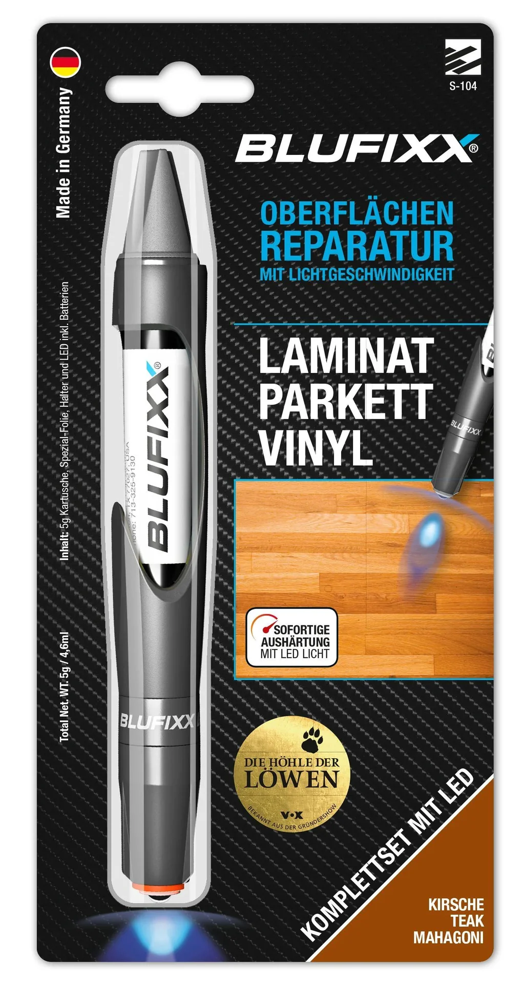 Reparaturstift 5 g PW für Laminat inklusive blauem LED-Licht, Kirsche - 3