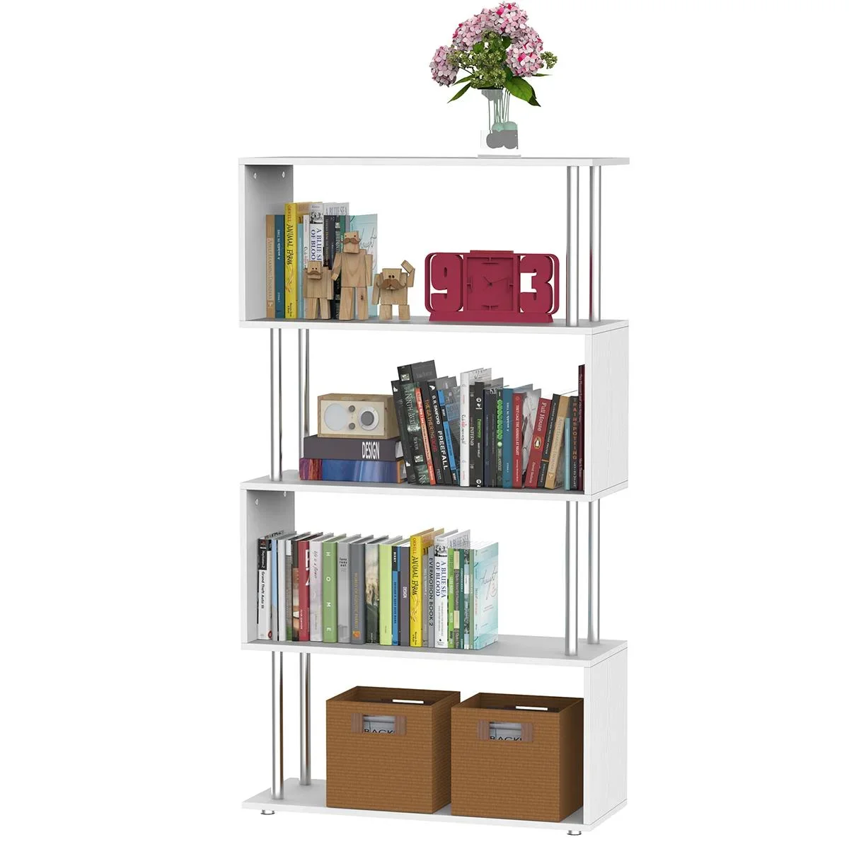 Standregal 4 Fächer Raumteiler Eckregal Wandregal Büroregal Weiß 80x30x145 cm - 1