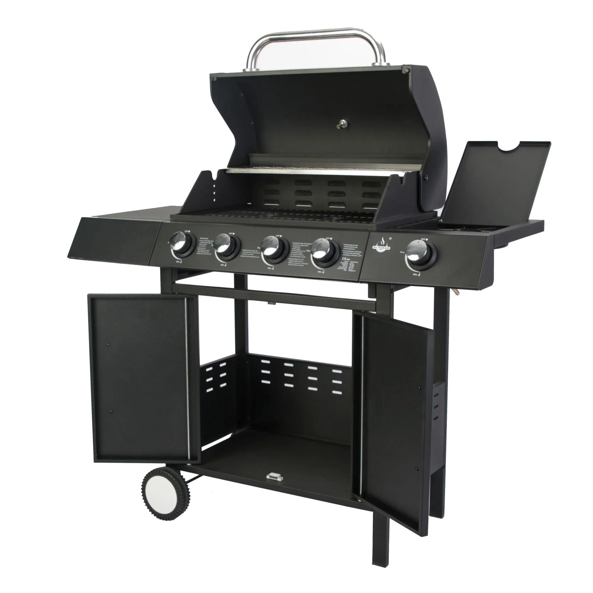 Gasgrill „San Angelo“ 4 + 1 Brenner, Schwarz - 4
