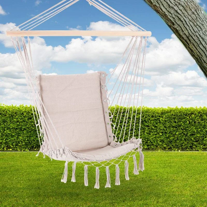 Hängesessel Creme 55x100cm mit Fransen - 1