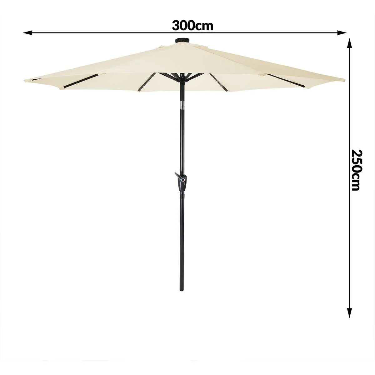 Sonnenschirm Florida mit LED-Beleuchtung kippbare Creme - Ø 3m - 2