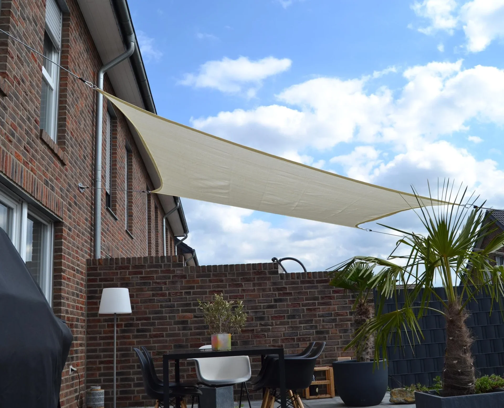 Viereck-Sonnensegel HDPE creme weiss 250 x 300cm - 0