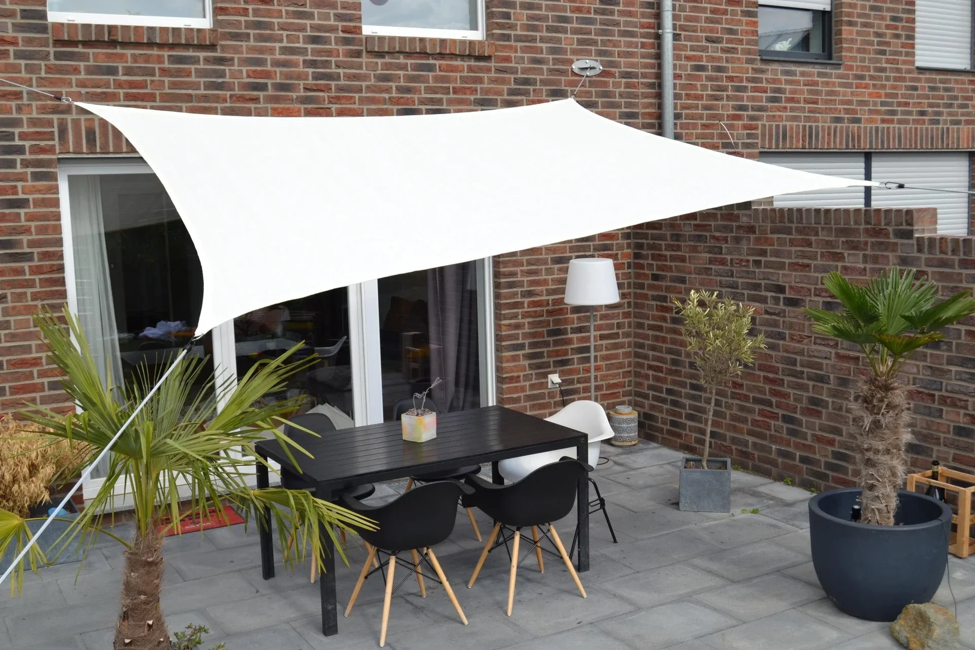 Viereck-Sonnensegel HDPE creme weiss 250 x 300cm - 3