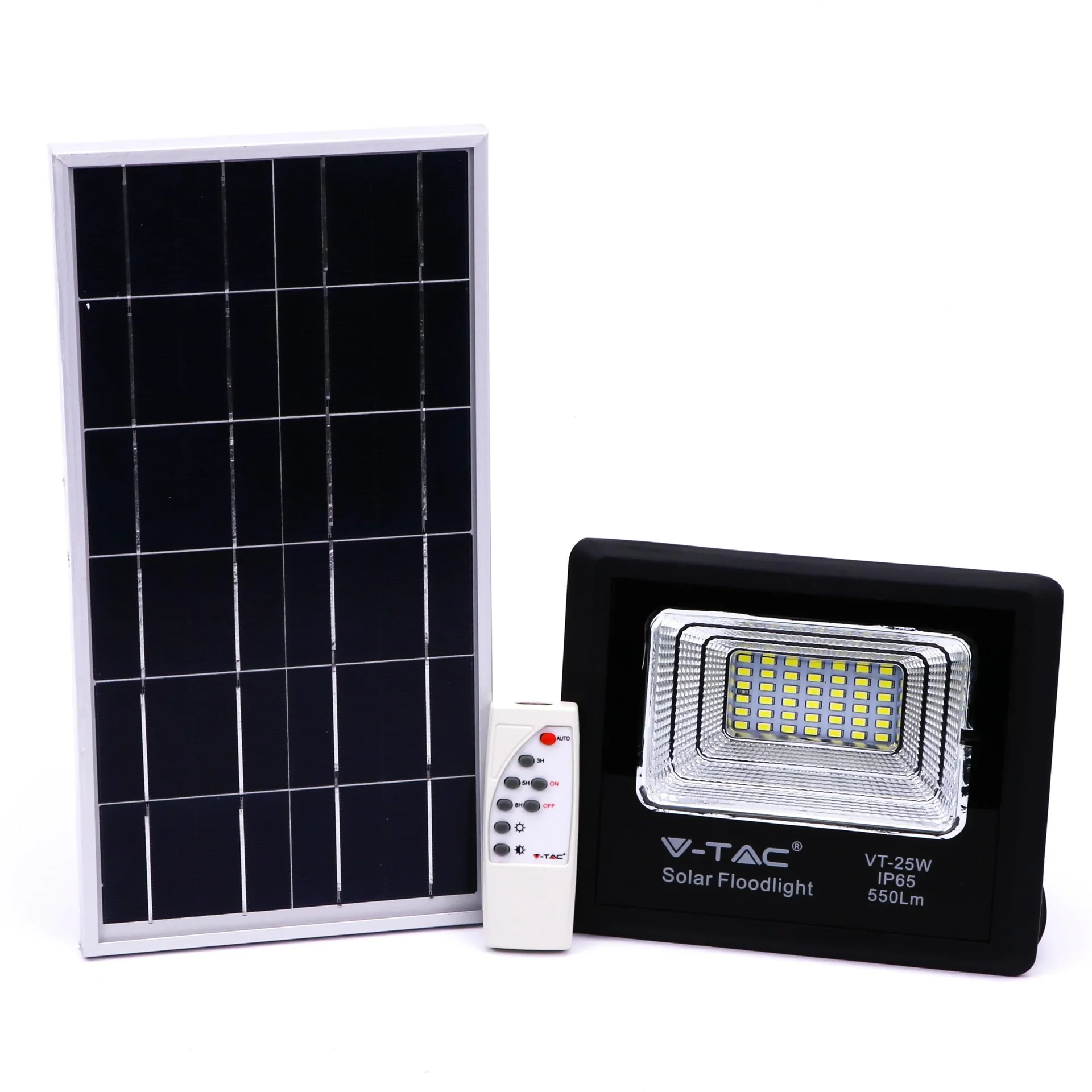 VT-25W Solarscheinwerfer mit separatem Solarpanel - 12W - 550 Lumen - 4000K - Solarenergie - 1