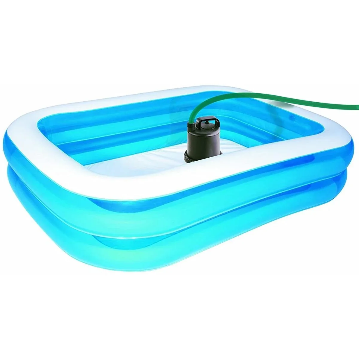 Flachwasser-Tauchpumpe E 160 NA, Ansaugung bis 3 mm, 90 Watt INCL-Gartenschlauch 15m, Düse, Armaturen und Hahn 1". - 3