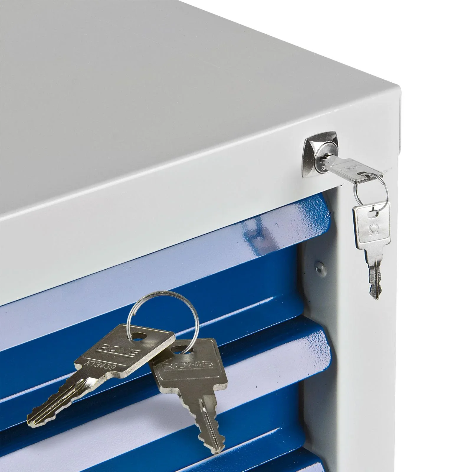 Schubladenschrank / Werkzeugschrank mammut, 7 Schubladen, RAL 7035 / 5012 - 0