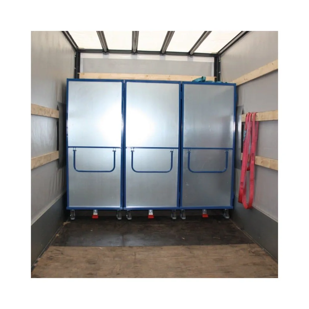 Stahlblech-Etagenwagen mit 1 festen und 4 variablen Böden Drehgriff-Doppelflügeltür + EasySTOP Typ M-0