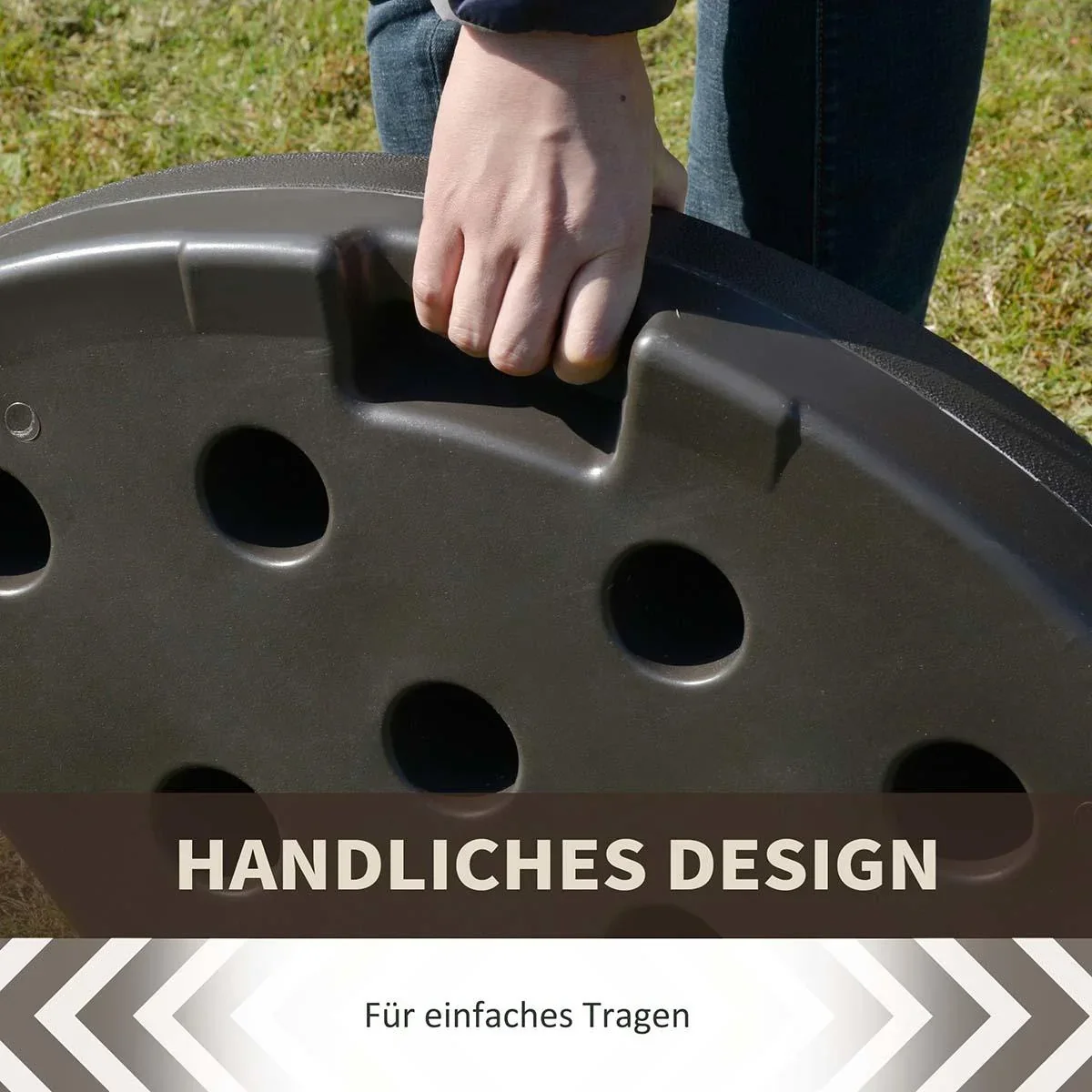 Schirmgewicht 4-tlg. Schirmständer mit 17 kg Wasser oder 25 kg Sand befüllbar HDPE Kaffee 100 x 100 x 10,5 cm - 0