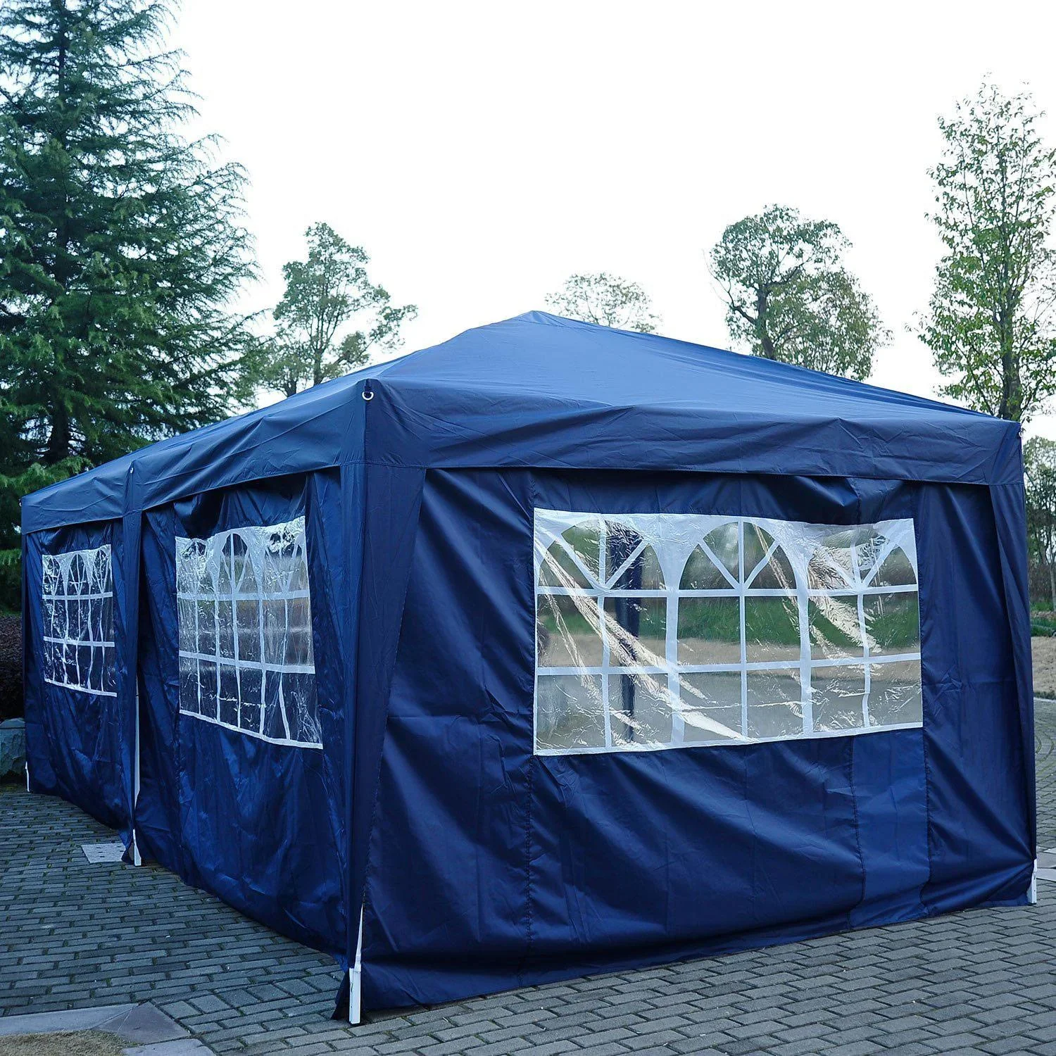 3x6m Faltpavillon Partyzelt Gartenzelt inkl. 4 Seitenteile Blau - 0