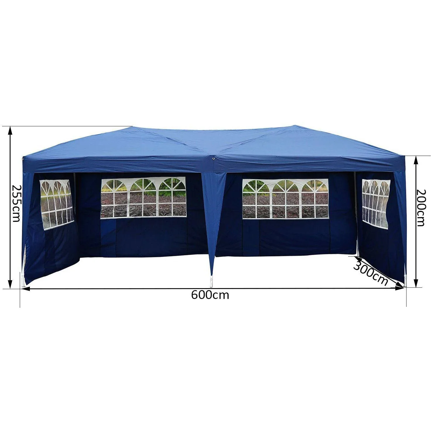 3x6m Faltpavillon Partyzelt Gartenzelt inkl. 4 Seitenteile Blau - 2