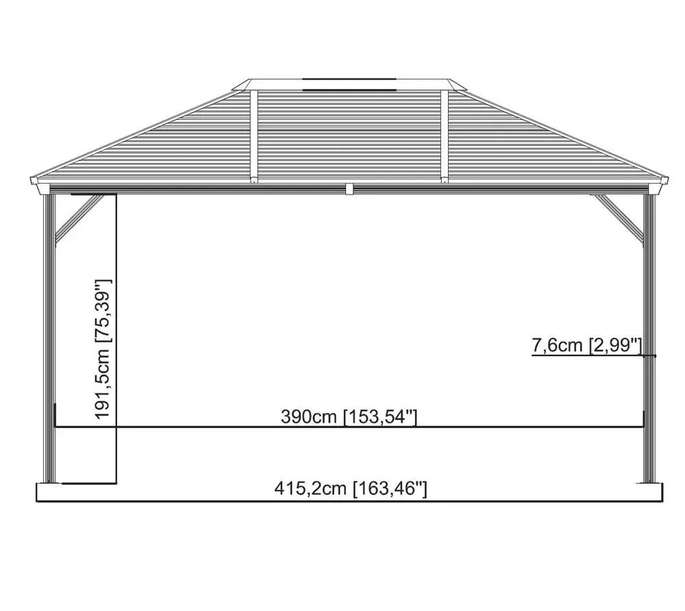 Aluminium Pavillon Verona, 10 x 14, Farbe anthrazit mit HardTop - 1