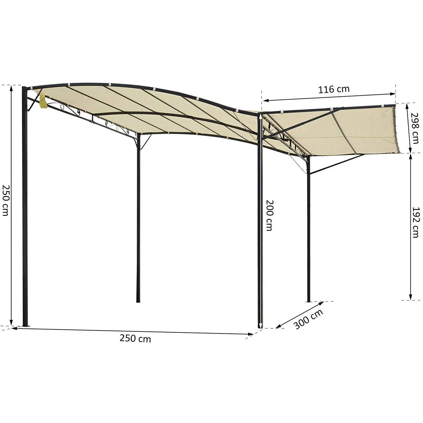 Pavillon mit klappbarem Seitendach - 4