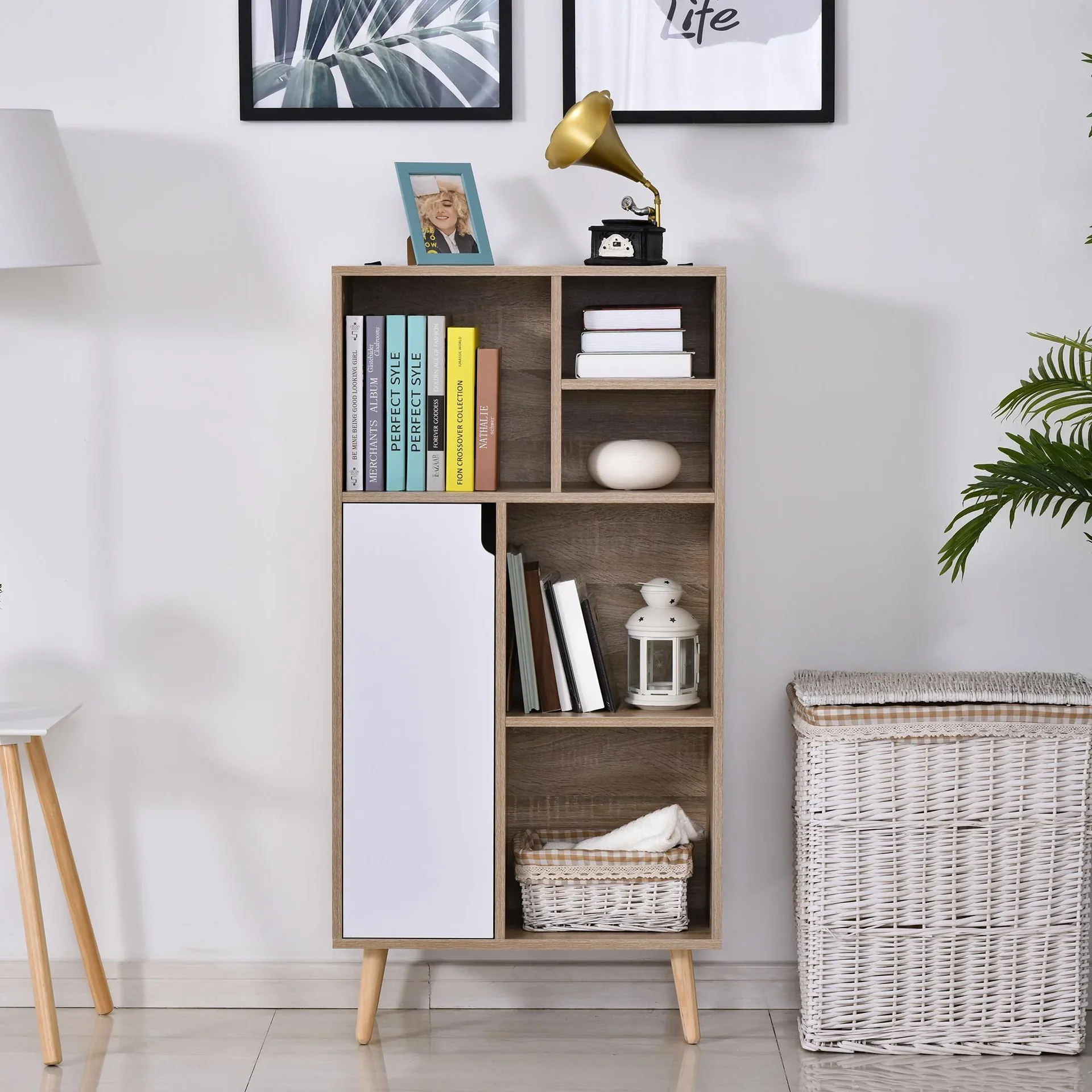 Schrank mit 5 offenen Fächern und 1 Schrank - 5