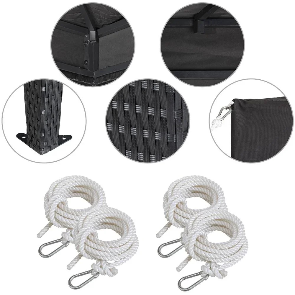 Pavillon anthrazit 3x4m geflochten - 4