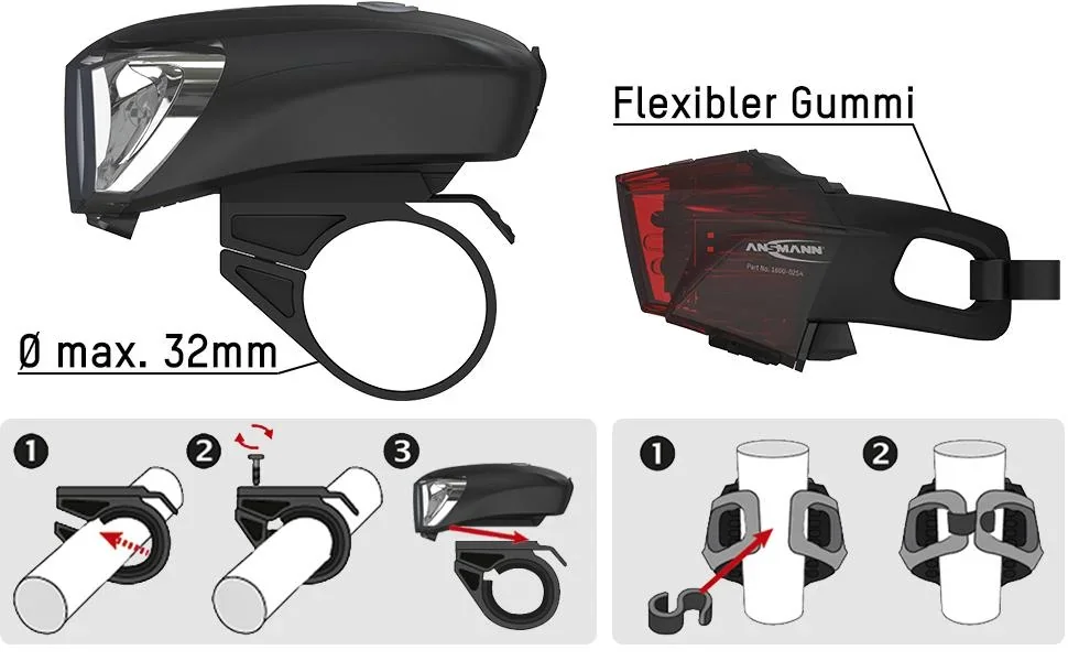 Fahrradlicht "Combo LED" - AKKU - 0