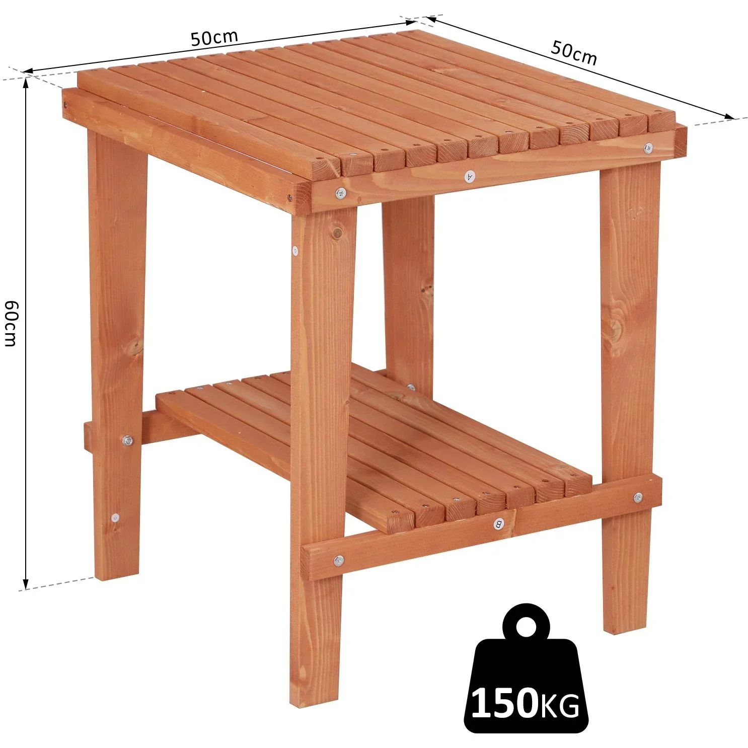 Holzhocker Beistelltisch Blumenständer Kinderstuhl Schemel Allzweck Tannenholz Natur 50 x 50 x 60 cm - 2