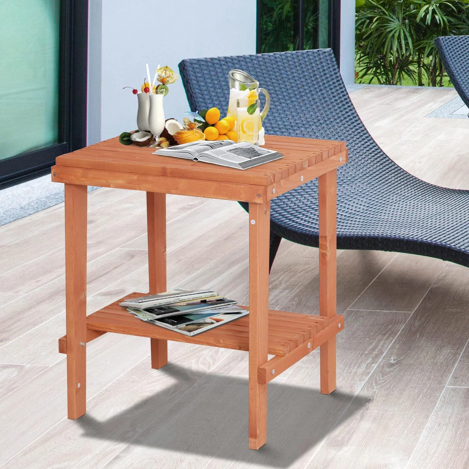 Holzhocker Beistelltisch Blumenständer Kinderstuhl Schemel Allzweck Tannenholz Natur 50 x 50 x 60 cm - 4