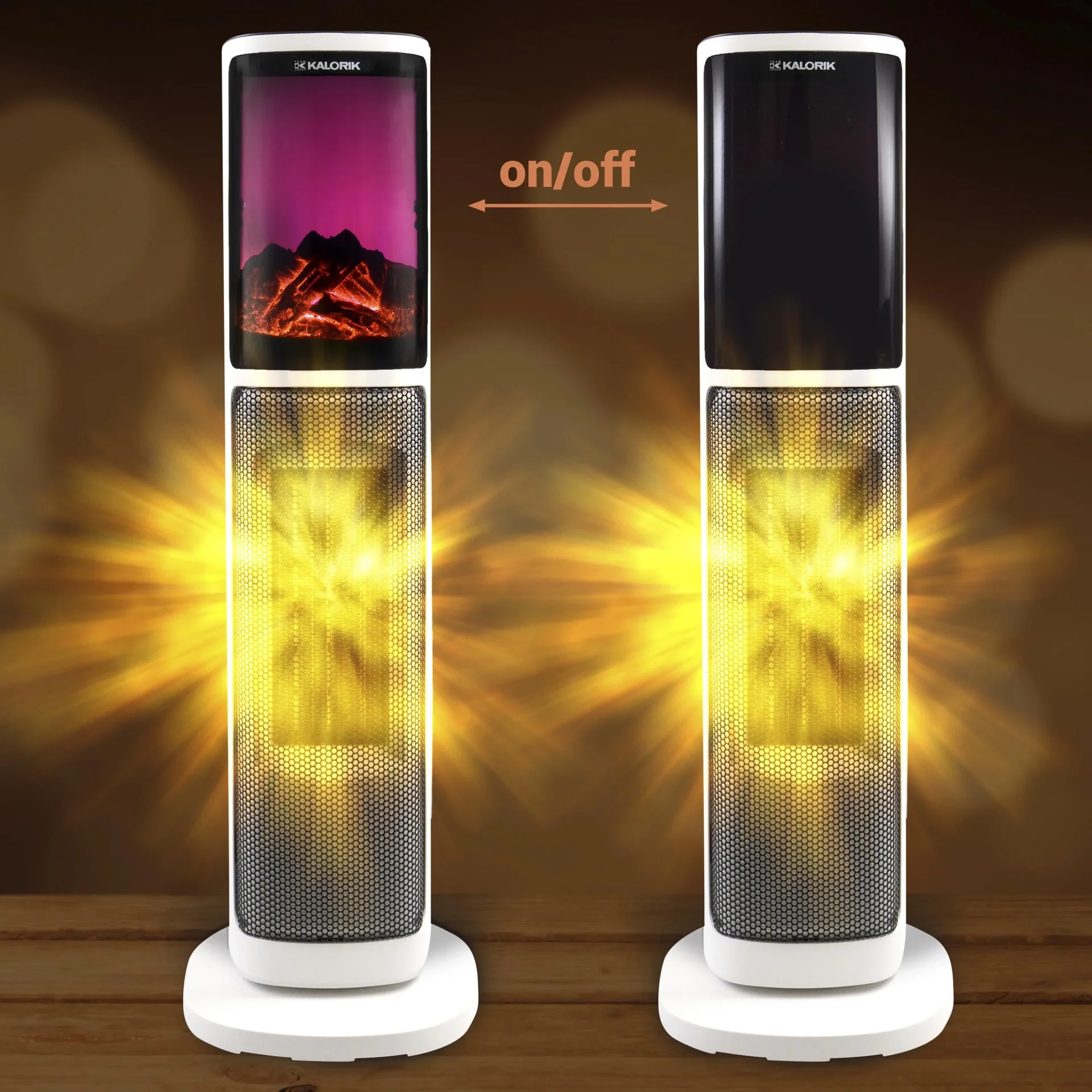 Heizlüfter mit Kaminfeuer und 3D Flammeffekt, 2000W , inklusive Fernbedienung - 1