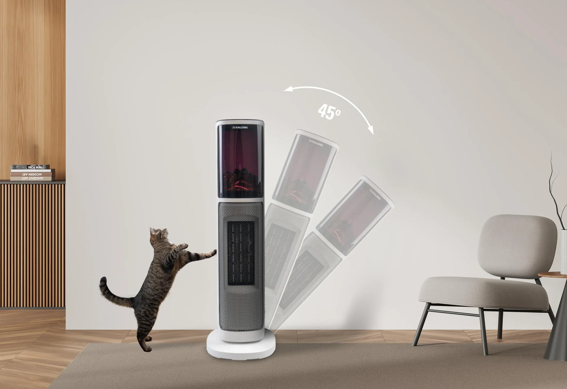 Heizlüfter mit Kaminfeuer und 3D Flammeffekt, 2000W , inklusive Fernbedienung - 2