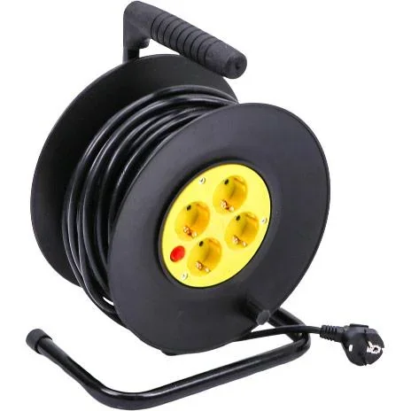 VT-6003 Kabeltrommel 4fach - Erdung - 3 x 1,5 mm2 - 25 Meter - schwarz - 0