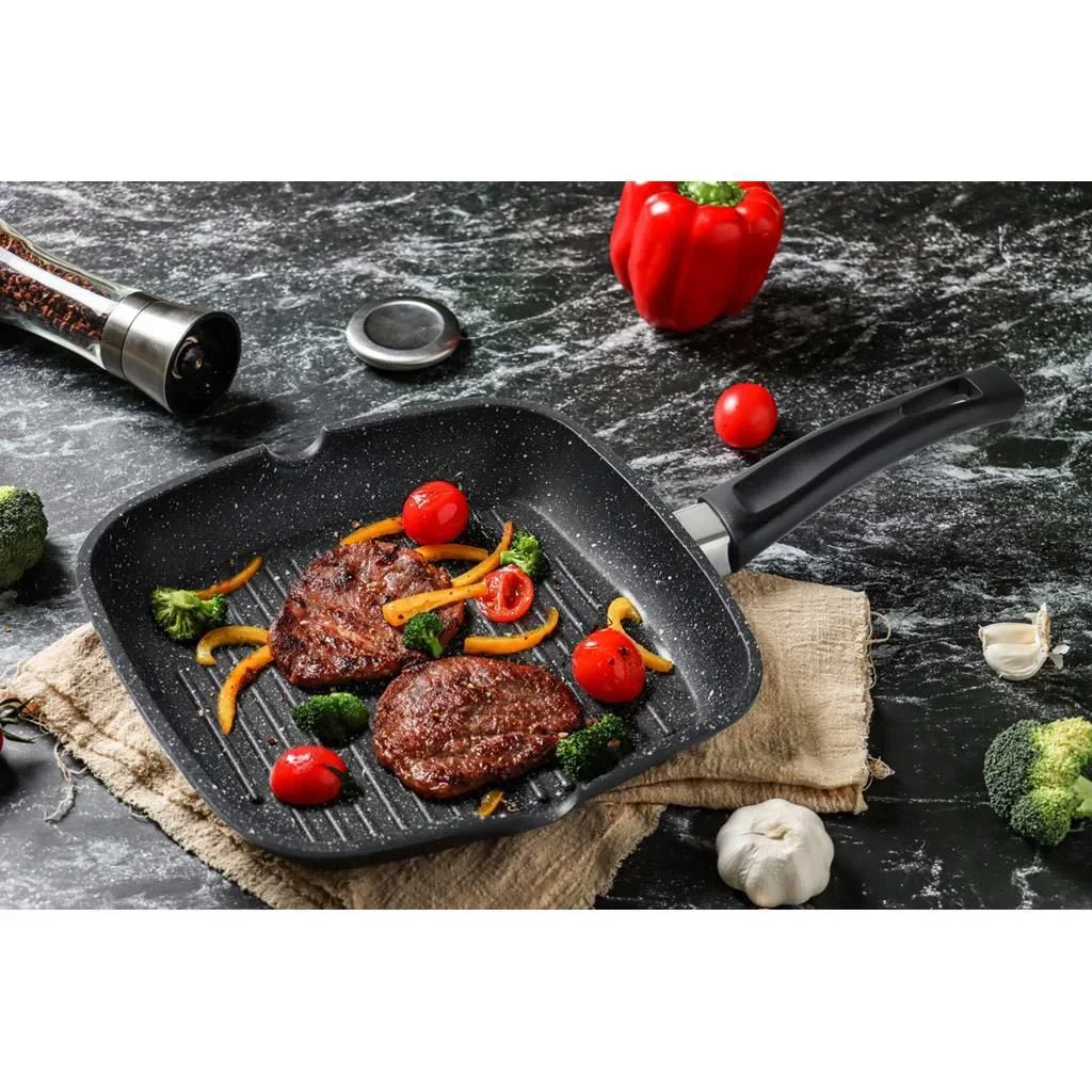 Grillpfanne - 24cm - Schwarz - 2
