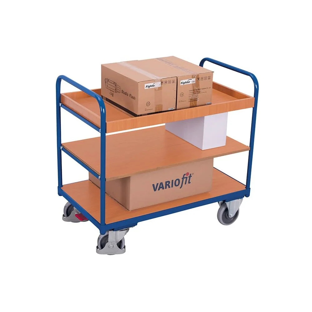 Etagenwagen mit 1 Tablett und 2 Böden 250 kg Traglast Typ XL + EasySTOP-0