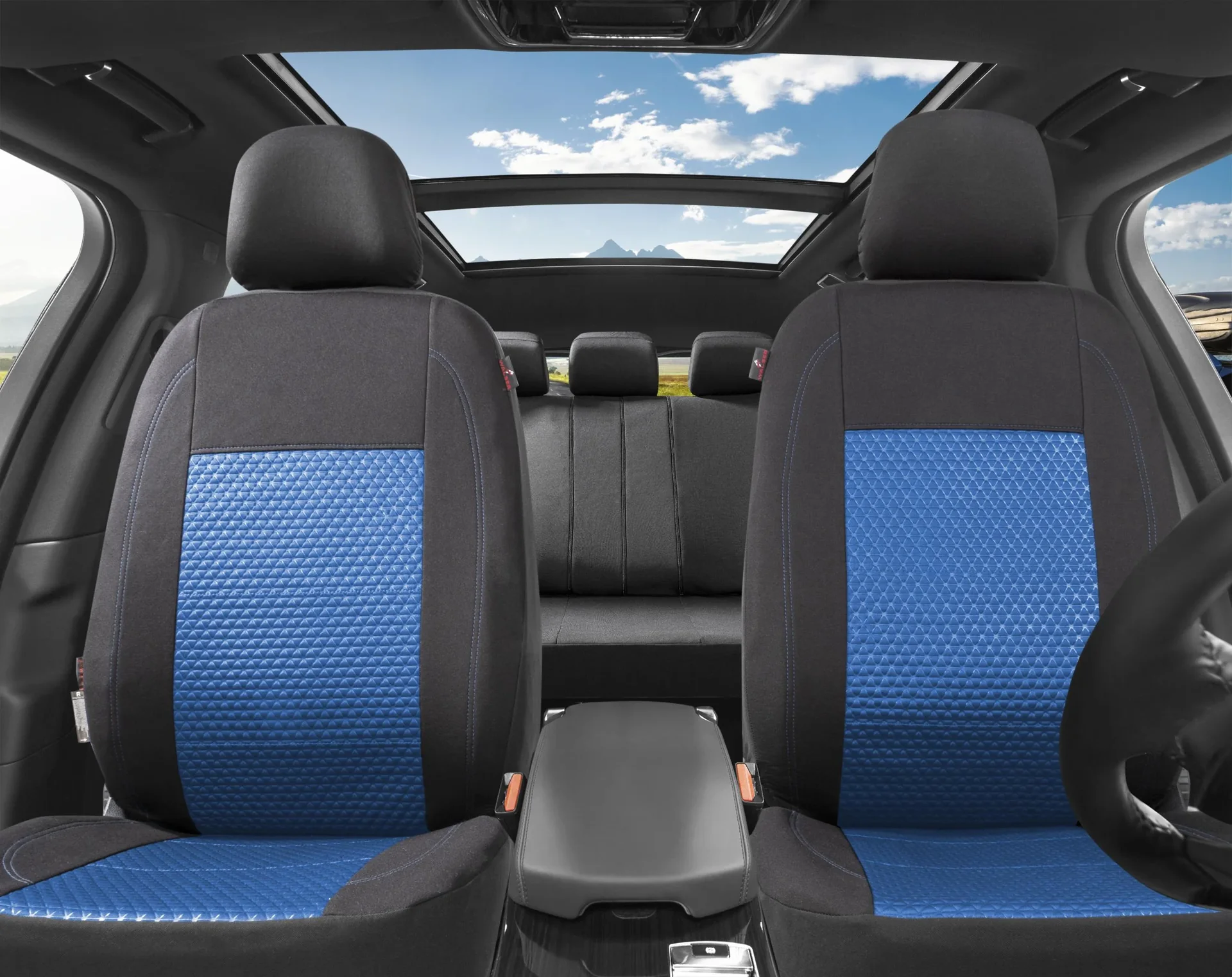 Autositzbezug Avignon Premium ,blau/schwarz , Komplettset 14-teilig - 2