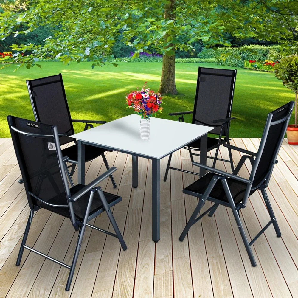 Gartenset Bern 4+1 in Aluminium anthrazit mit Milchglas - 1