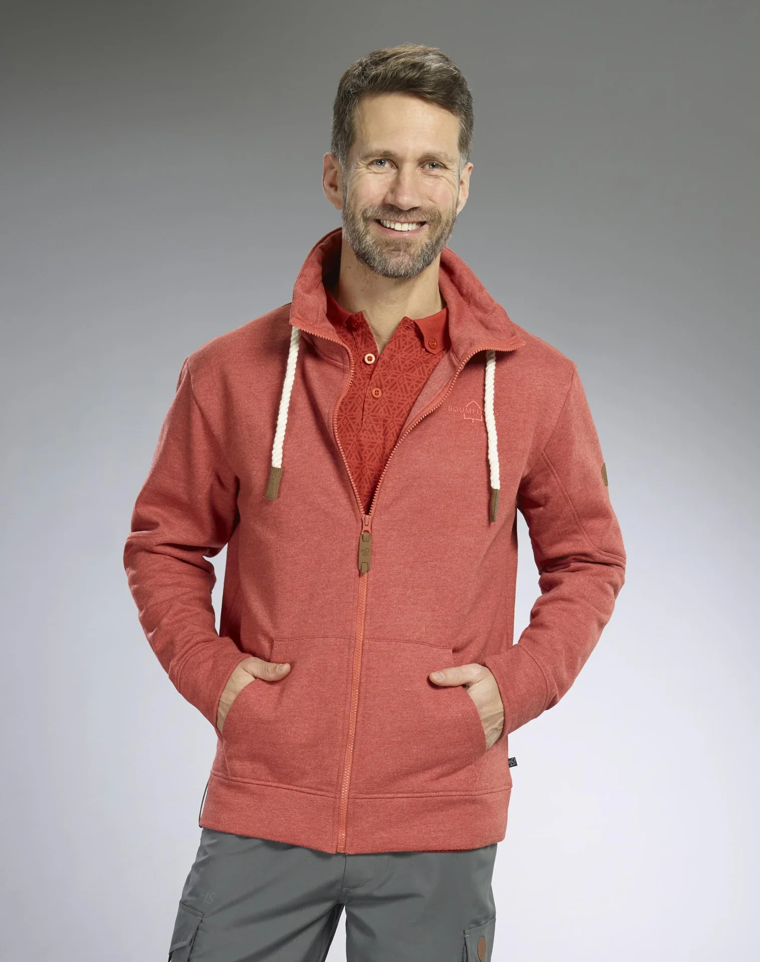 Sweatjacke, Farbe rot, Gr.M - 2