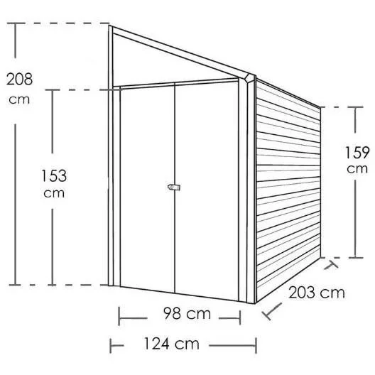 Metallgerätehaus, Anlehnhaus grau, 203x124x208 cm - 1