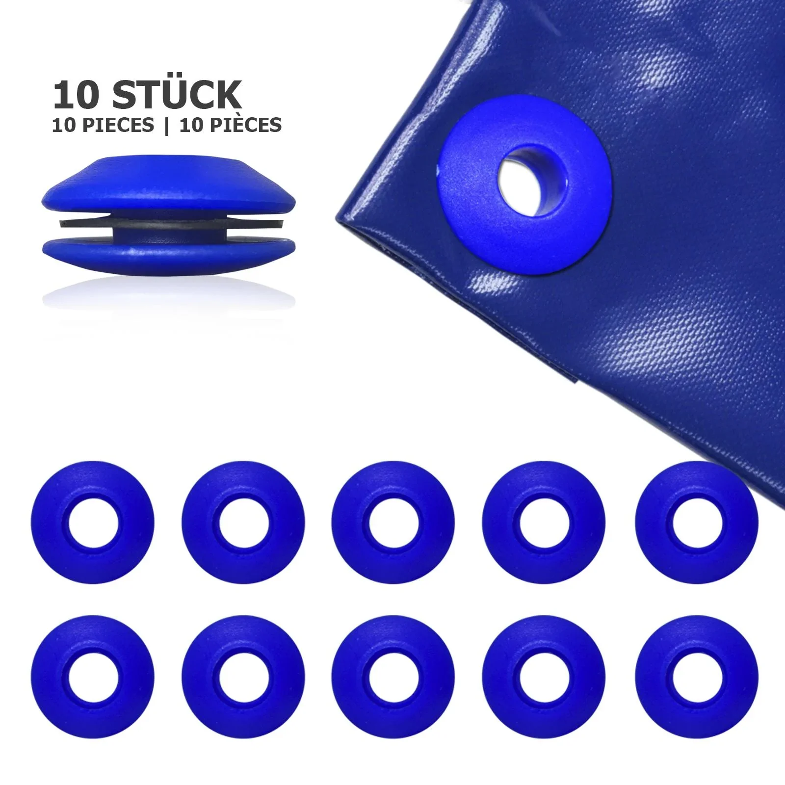 Planenösen, Kunststoff, Blau,10 Stück - 3