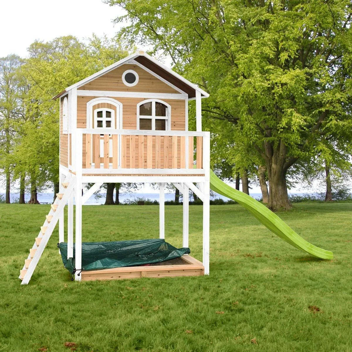 Andy Spielhaus Braun/Weiß - Lindgrüne Rutsche - 2