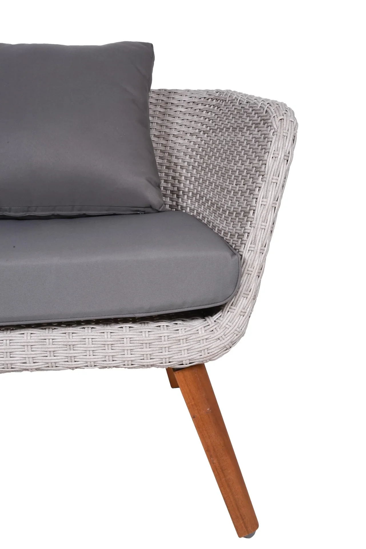 Sitzgruppe ARONA, 4-teilig, Alu / Akazie FSC 100% / Kunststoffgeflecht, grau - 2