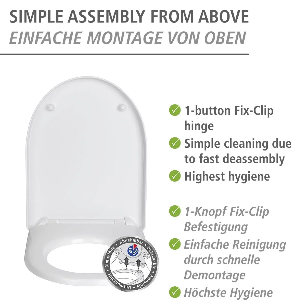 WC-Sitz Sindia, aus bruchsicherem Duroplast, belastbar bis 300 kg - 1