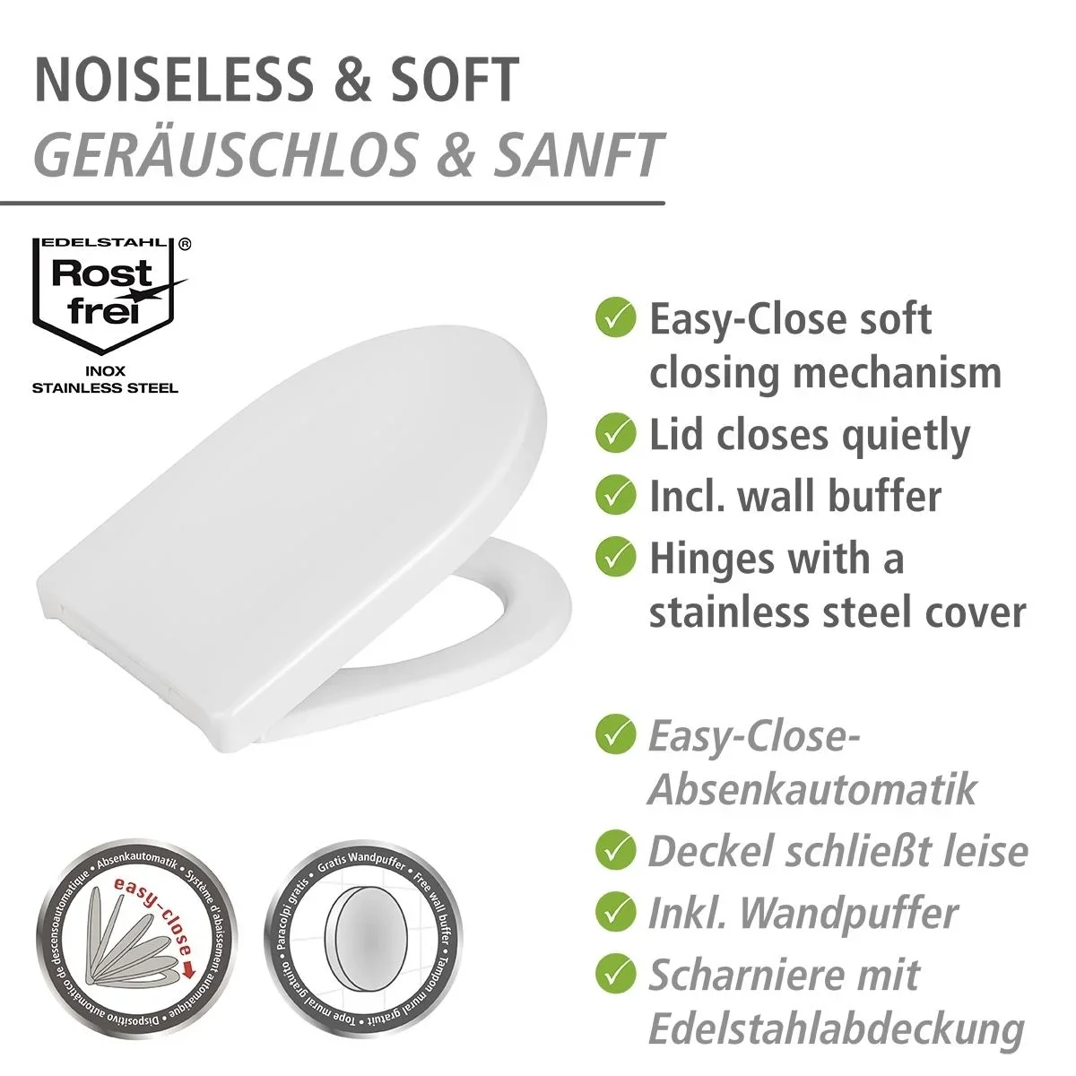 WC-Sitz Sindia, aus bruchsicherem Duroplast, belastbar bis 300 kg - 3