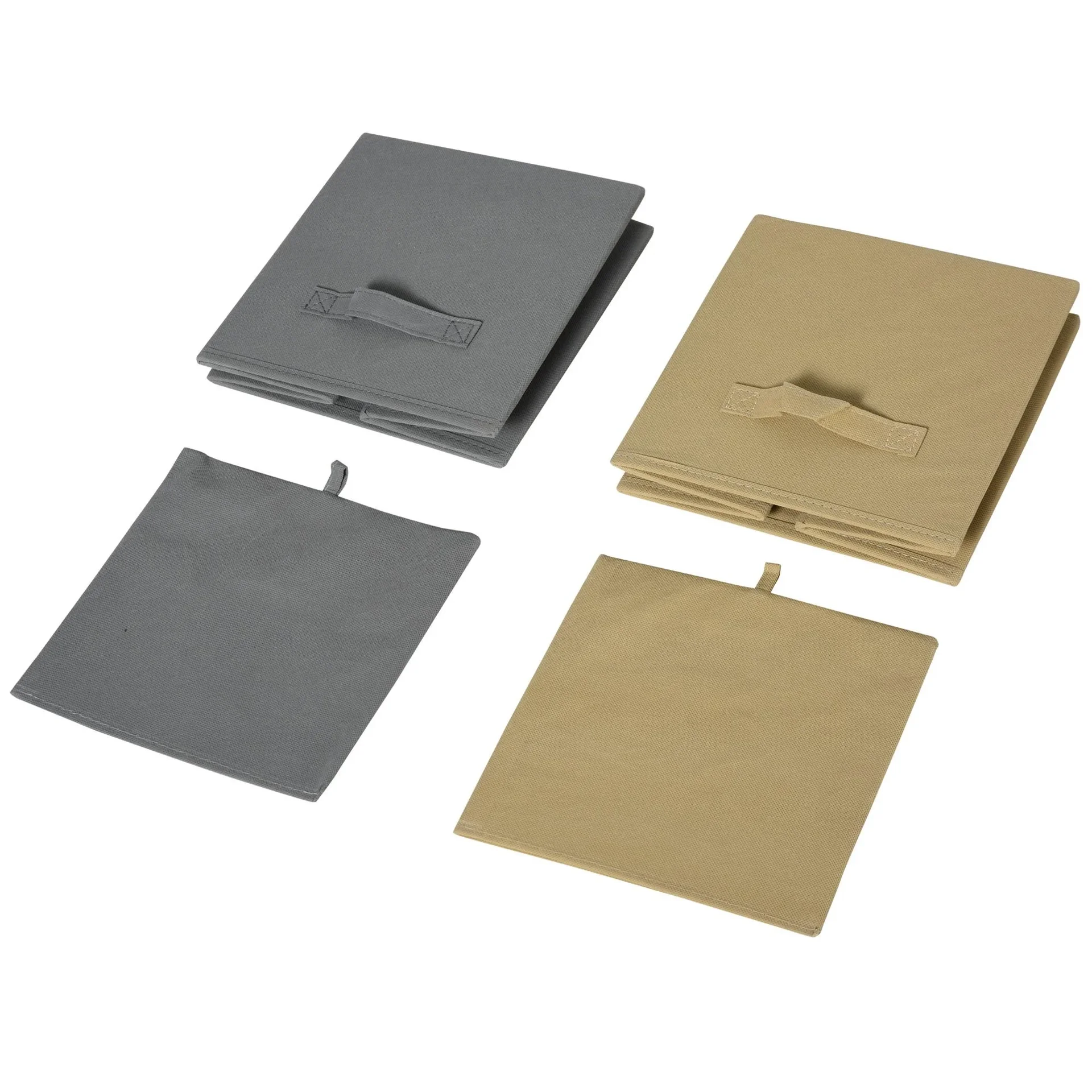 Würfelschrank mit 2 offenen Fächern und 2 Stoffschubladen - 3