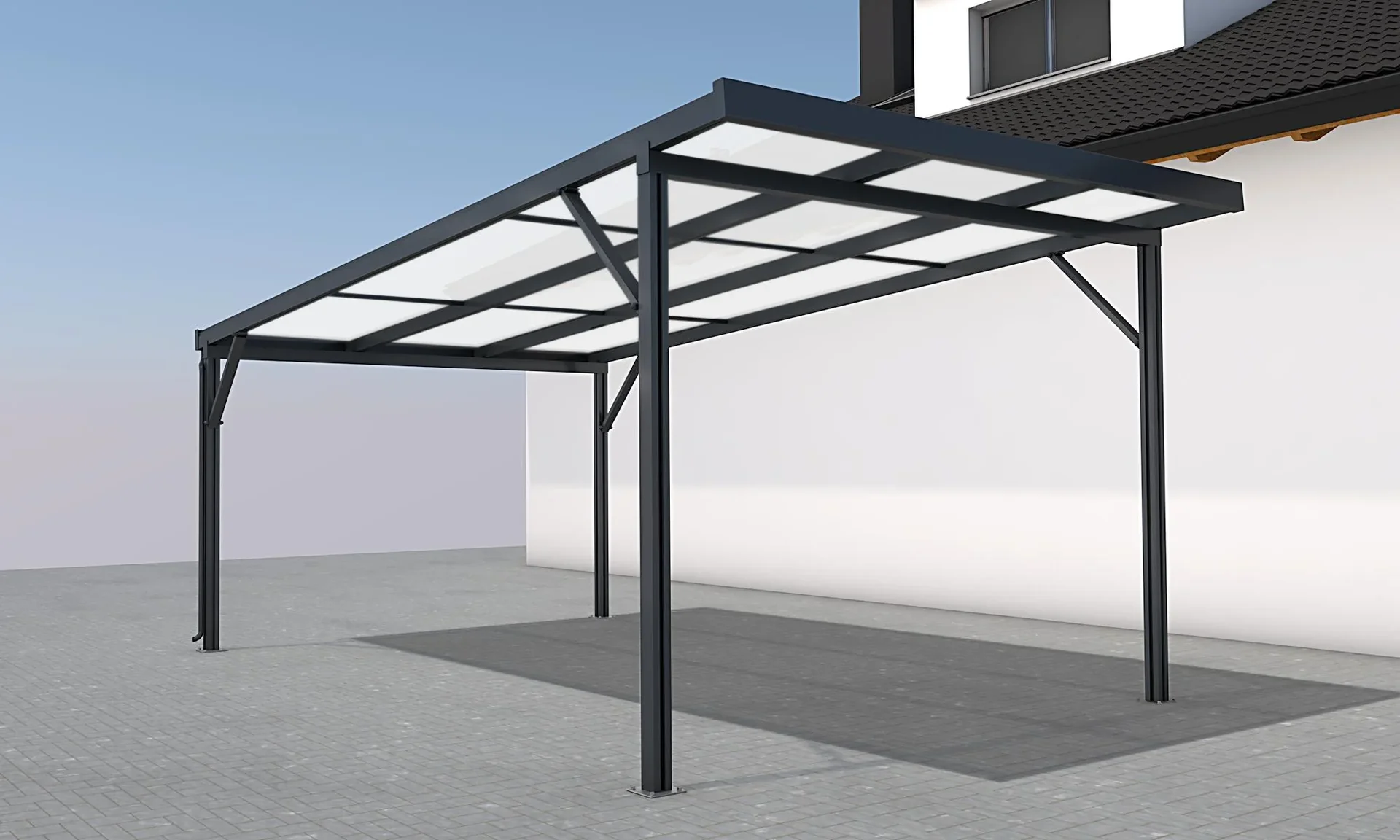 Carport Premium, anthrazit, 3094 x 5620 mm - Klima blue - 1