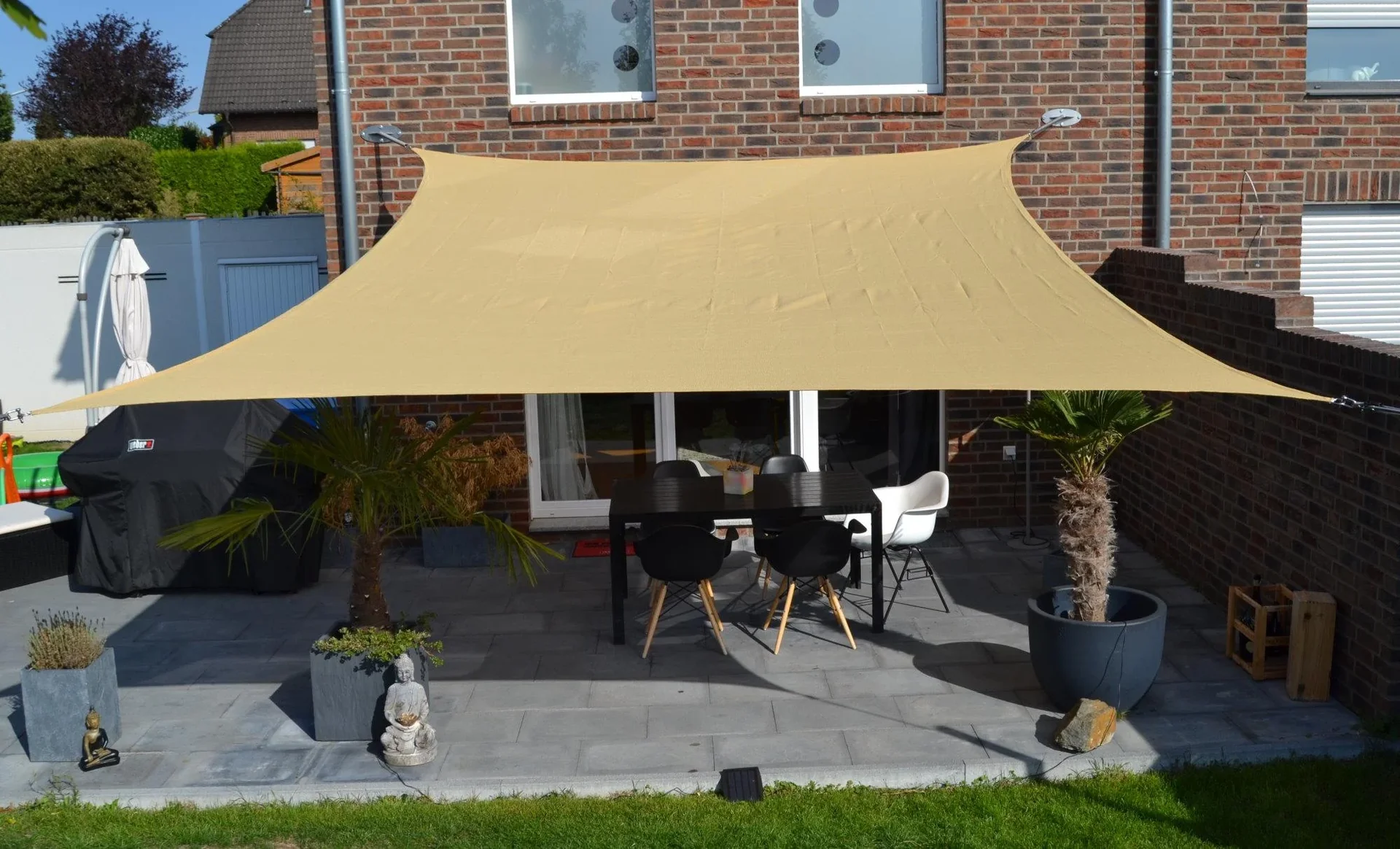 Viereck-Sonnensegel HDPE weizen 400 x 500cm - 2