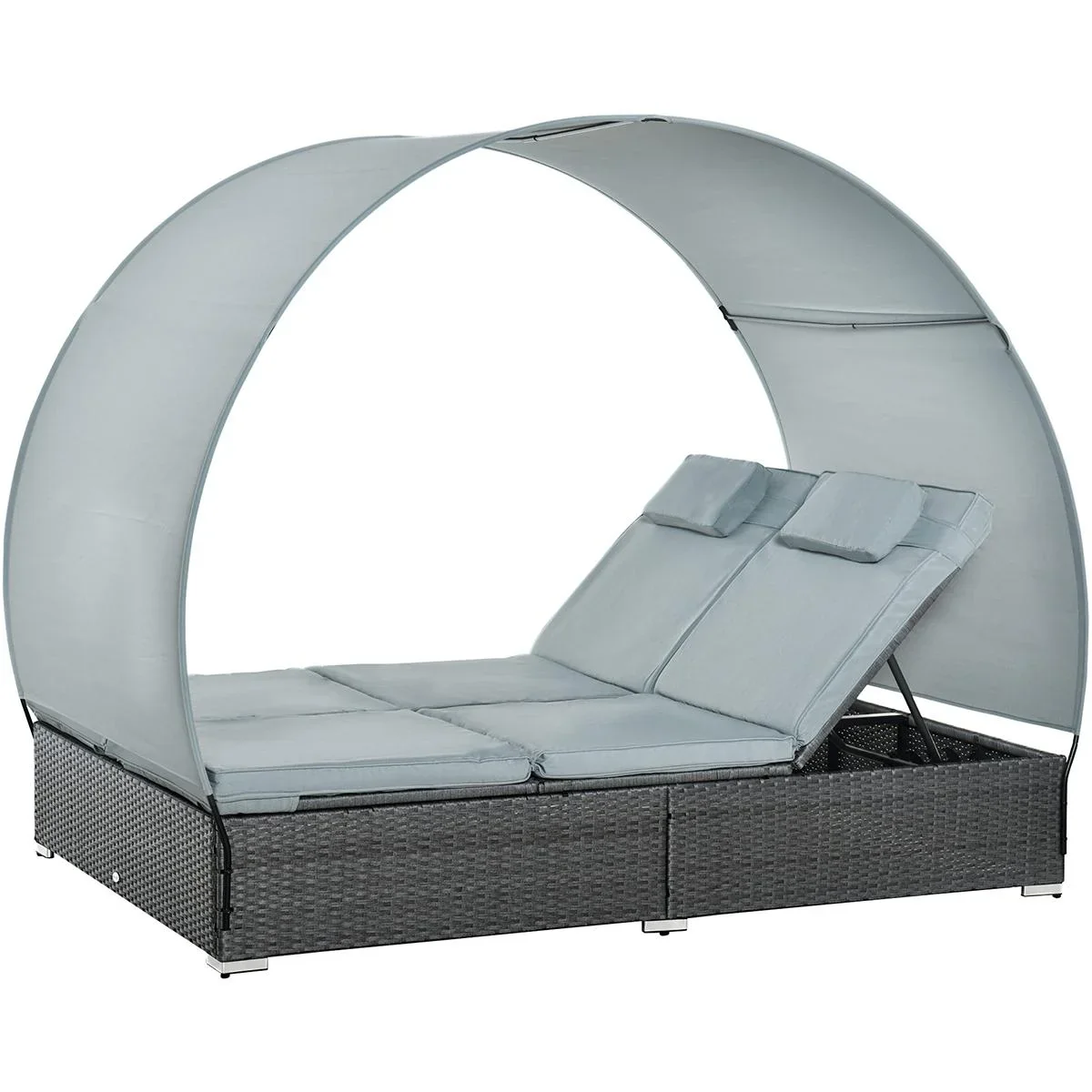 2 Personen Gartenliege mit Sonnendach grau - 5